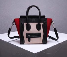 Celine Small Luggage Tote 20cm Black Nude Red