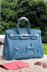 Hermes Birkin Horse Togo Leather Blue 35cm