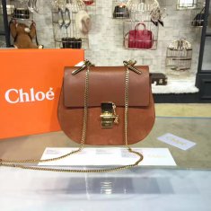 Chloe Drew Crossbody Bag Large 23cm Brown Suede