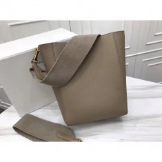 Celine Sangle 17.5cm Small Shoulder Leather Bag Khaki