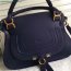 Chloe Marcie Cow Leather Tote Handbag Dark Blue