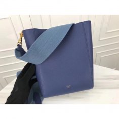 Celine Sangle 17.5cm Small Shoulder Leather Bag Blue