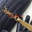 YSL Tassel Clutch 27cm Croco Leather Black Gold