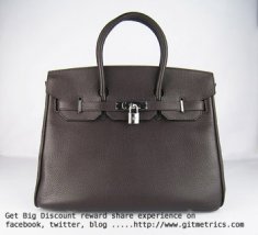 Hermes Birkin 35cm Togo leather Handbags dark coffee silver