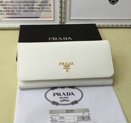 Prada 1M1132 Wallet Saffiano Leather White