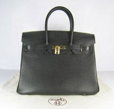 Hermes Birkin 35cm Togo leather Handbags black golden