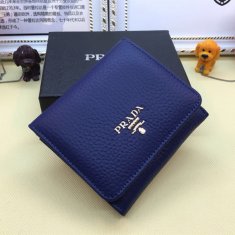 Prada Trifold Leather Wallet 1M0176 Blue