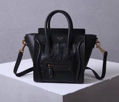Celine Small Luggage Tote 20cm Black Croco Bag