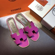 Hermes Flats Epsom Leather Sandals Hot Pink Size 35-40