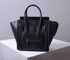 Celine Medium Luggage Tote Bag 26cm Croco Black