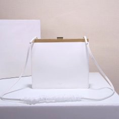 Celine Clasp Bag Smooth Leather White