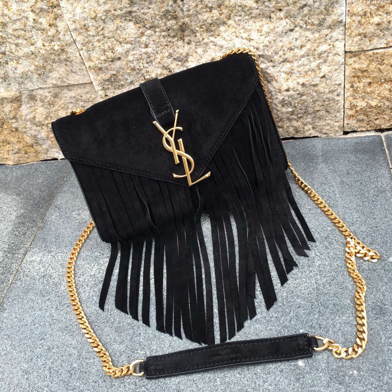 YSL Suede Leather Tassel 22cm Bag Black [YSL2017-1720] - $246.50 ...