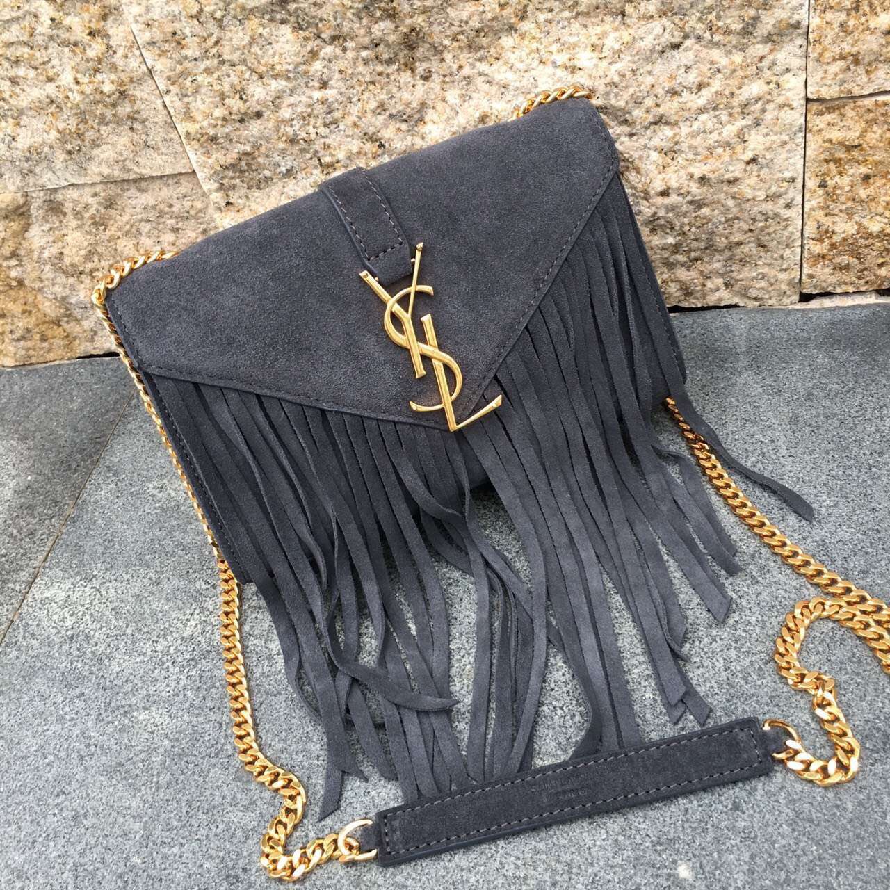 YSL Suede Leather Tassel 22cm Bag Grey [YSL2017-1721] - $246.50 ...